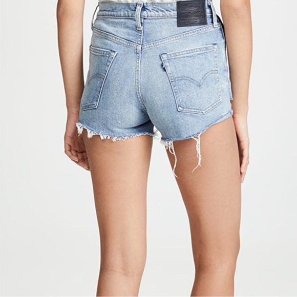 Levi’s 501 Selvedge LMC Patched Sky Jean Cutoff Shorts SZ 28 - Picture 2 of 6